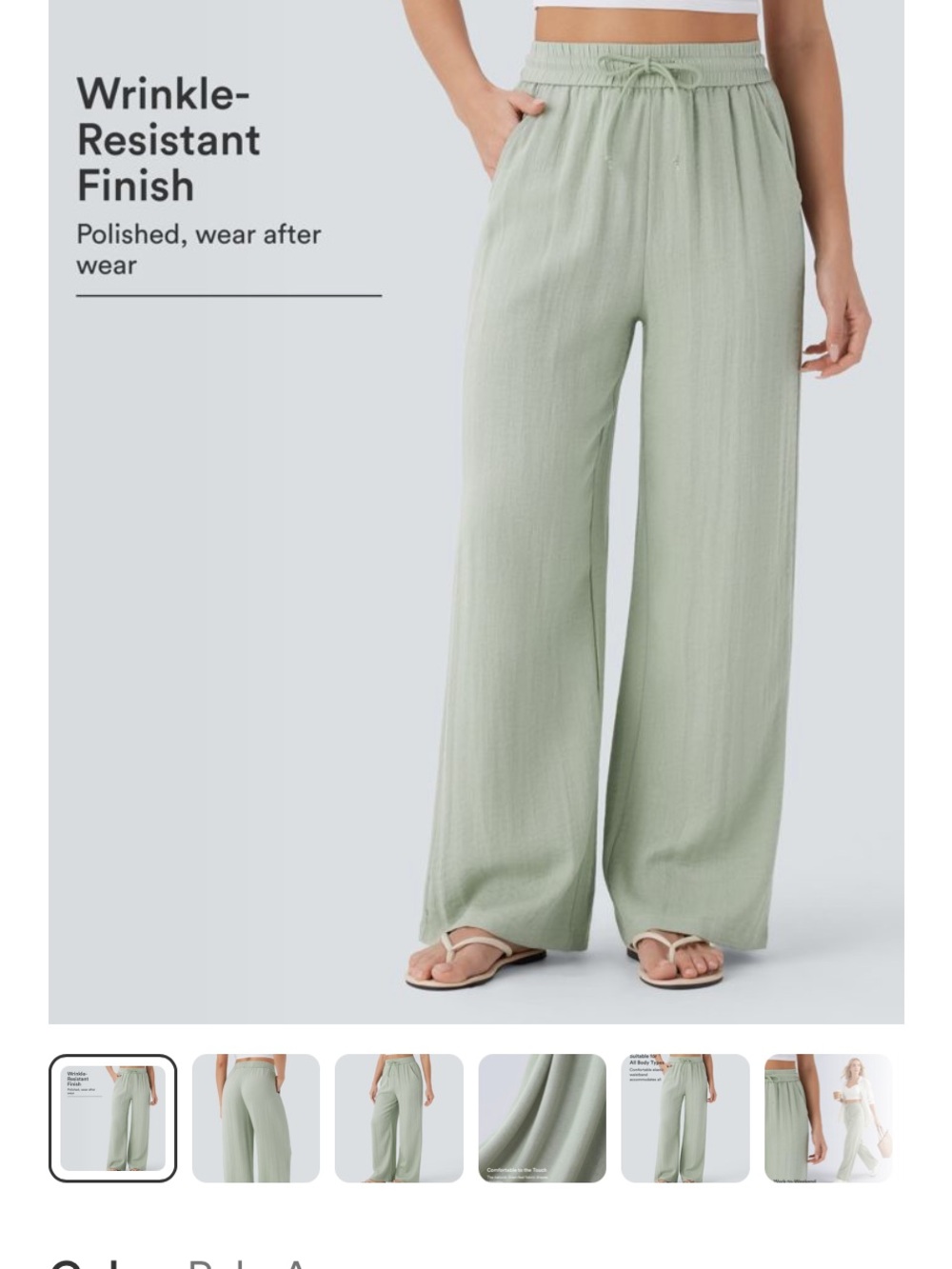 14.HALARA Relaxed Wide-Leg Drawstring Pants — Sage Green